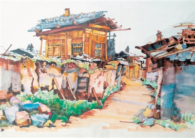 <p>　　乡间小筑（水彩画）　　　　　　　　平罗回民高级中学　张思源</p>