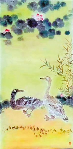 <p>　　老竹双鹭（临李苦禅）</p>