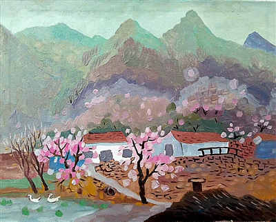 <p>　　塬边人家系列作品二（国画彩墨）</p>