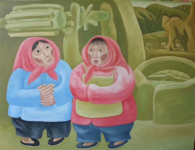 <p>　　塬边人家系列作品三（国画彩墨）</p>